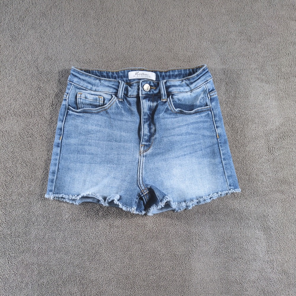 Kancan Signature Womens Denim Shorts Size 27 Blue High Rise Frayed Hem